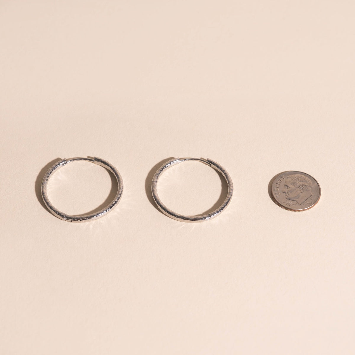 Large Hammered Huggie Hoop Earrings