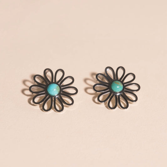 Turquoise Flower Stud Earrings