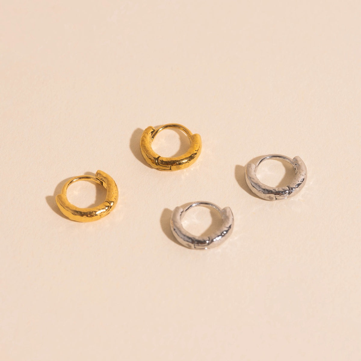 Hammered Tiny Huggie Hoop Earrings