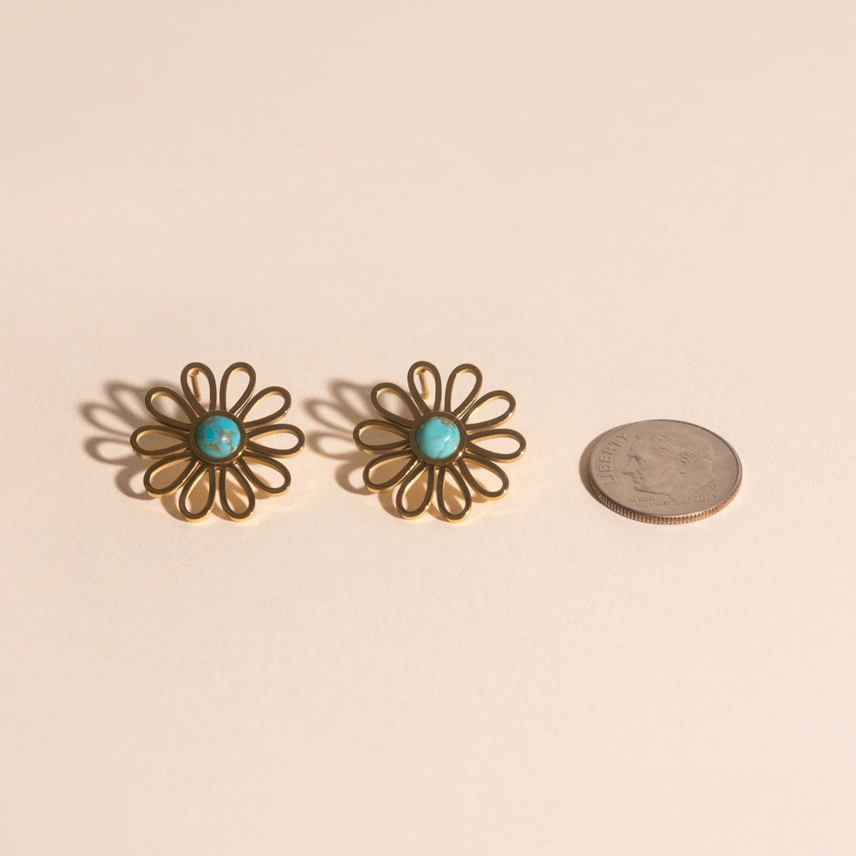 Turquoise Flower Stud Earrings