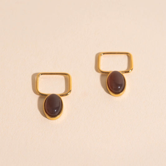 Brown Stone Mega Huggie Hoop Charms