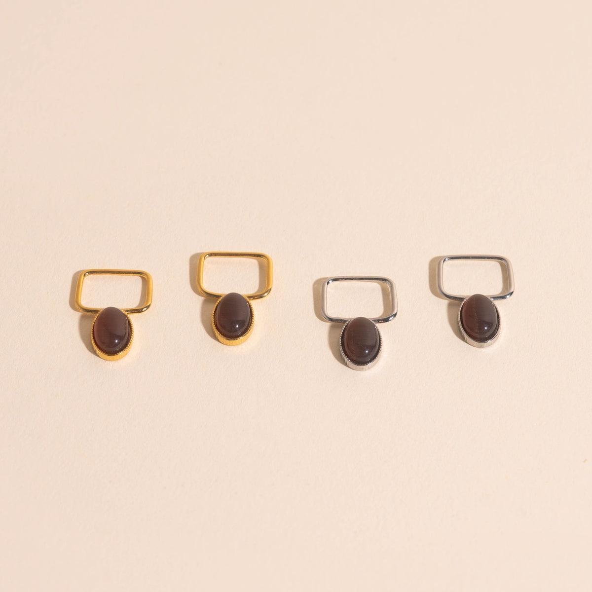 Brown Stone Mega Huggie Hoop Charms