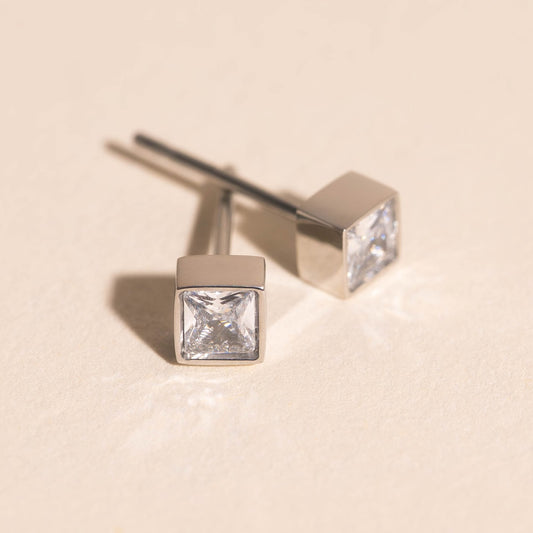 Square Crystal Mini Stud Earrings