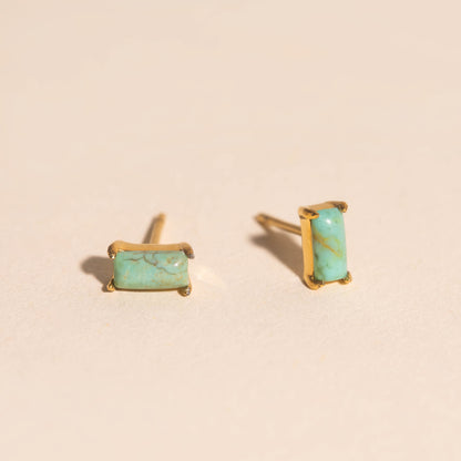 Rectangle Turquoise Stud Earrings