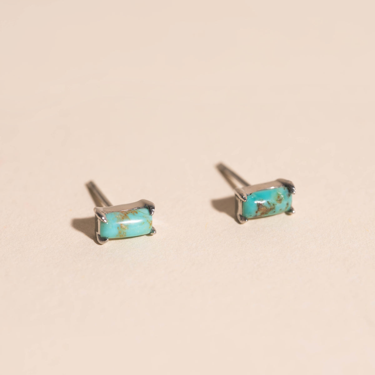Rectangle Turquoise Stud Earrings