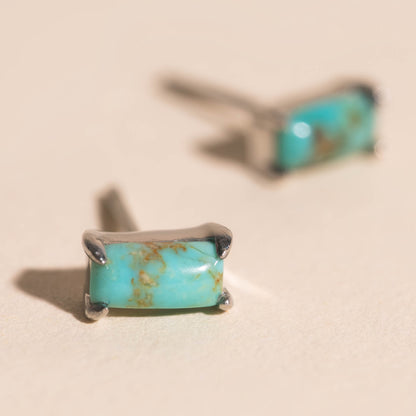 Rectangle Turquoise Stud Earrings