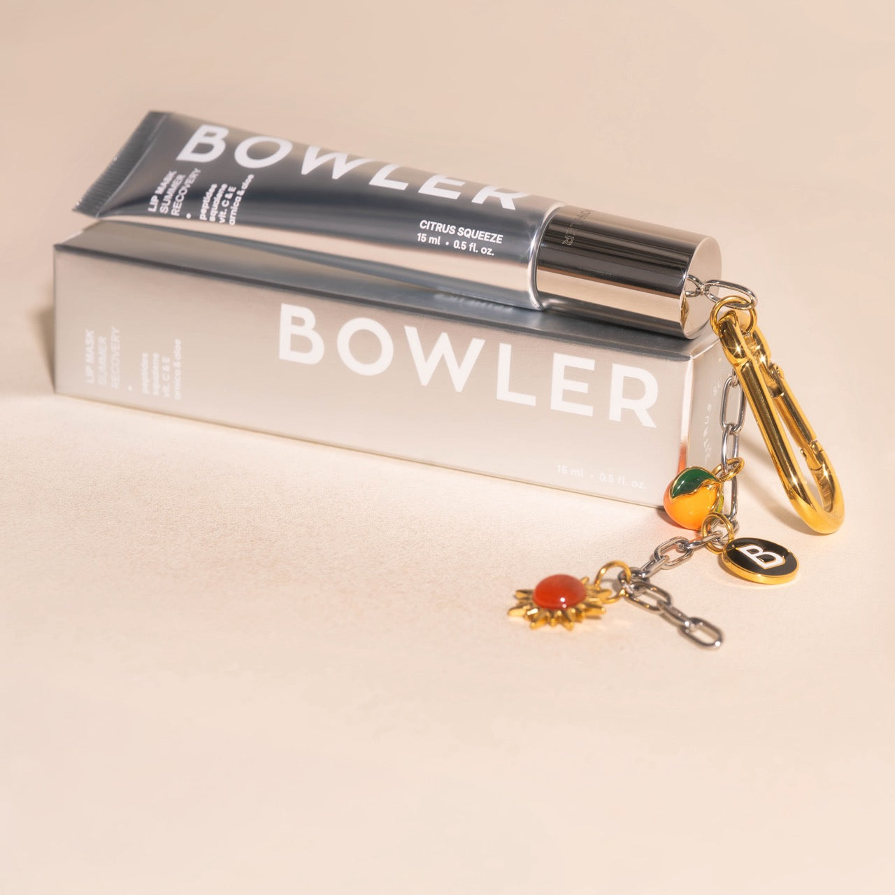 Oh Clem + Bowler Citrus Lip Gloss & Charm Key Chain (2 piece set)