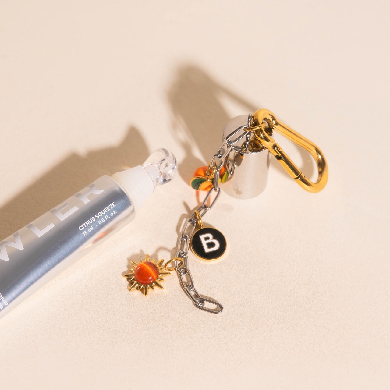 Oh Clem + Bowler Citrus Lip Gloss & Charm Key Chain (2 piece set)