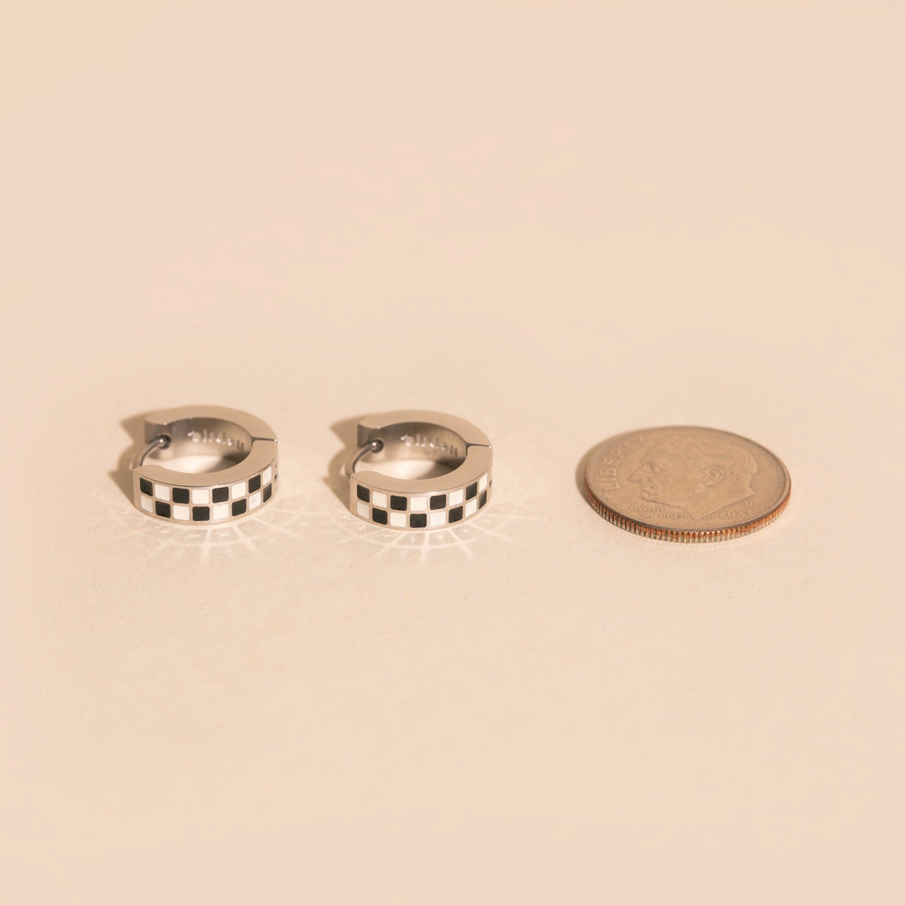 Checkered Chunky Huggie Hoop Earrings