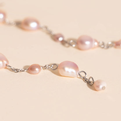 Pearl Dangle Chain Stud Earrings