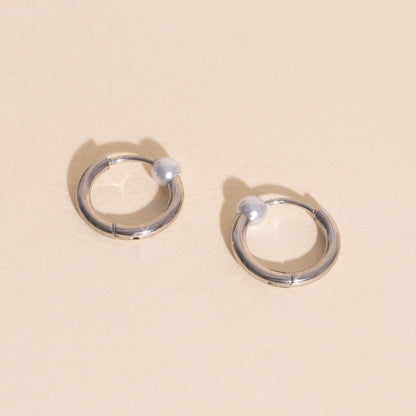 Pearl Huggie Hoop Earrings