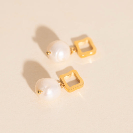 Pearl Chunky Huggie Hoop Charms