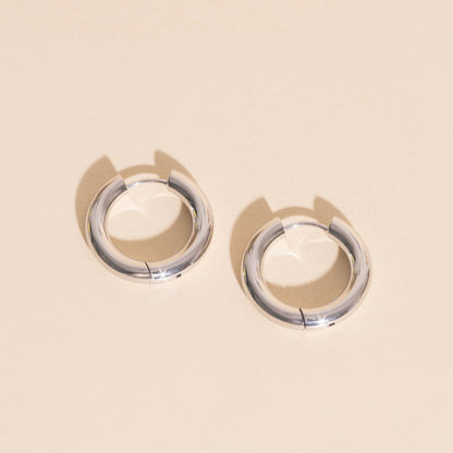 Titanium Chunky Rounded Huggie Hoop Earrings - FeatherTUFF™