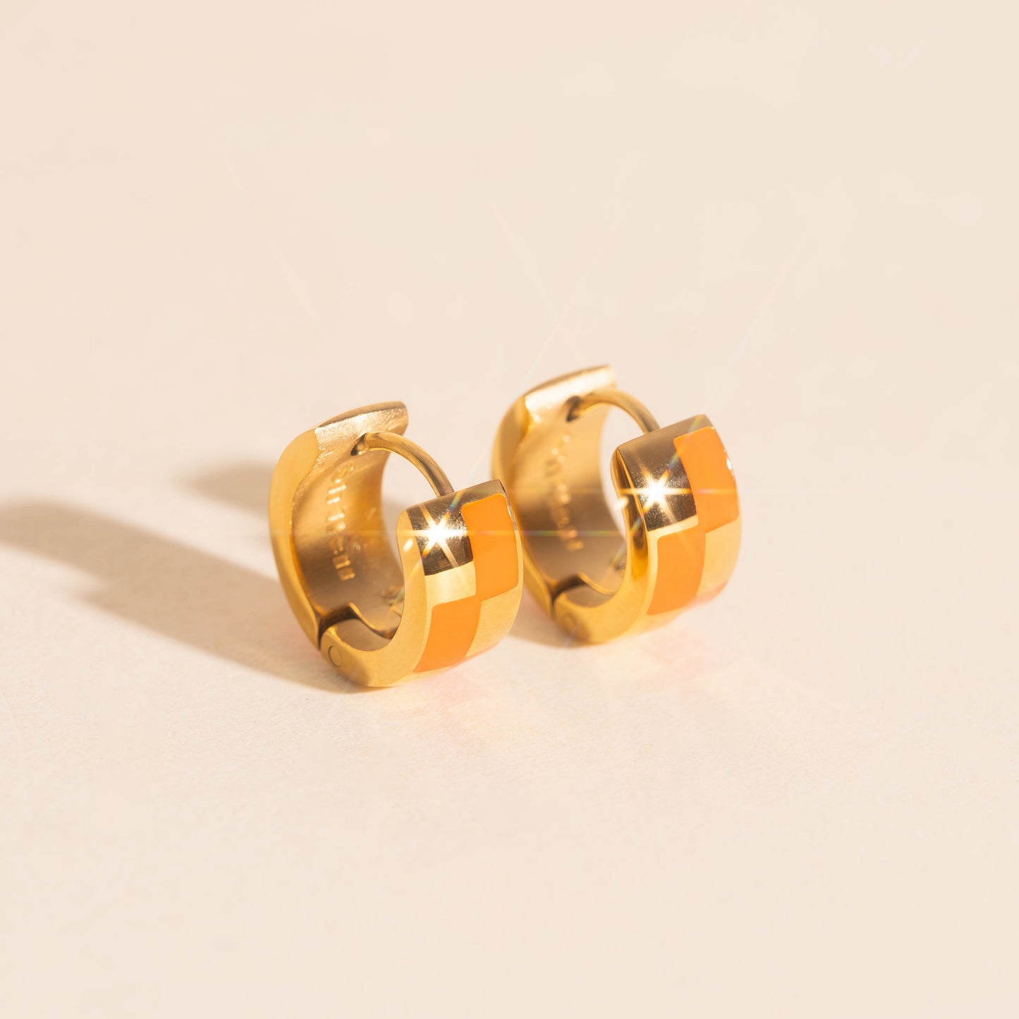 Checkered Rounded Super Chunky Huggie Hoop Earrings
