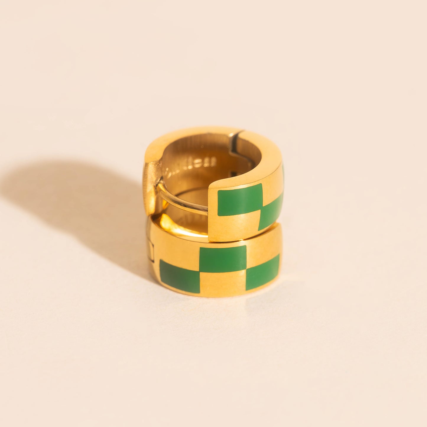 Checkered Rounded Super Chunky Huggie Hoop Earrings