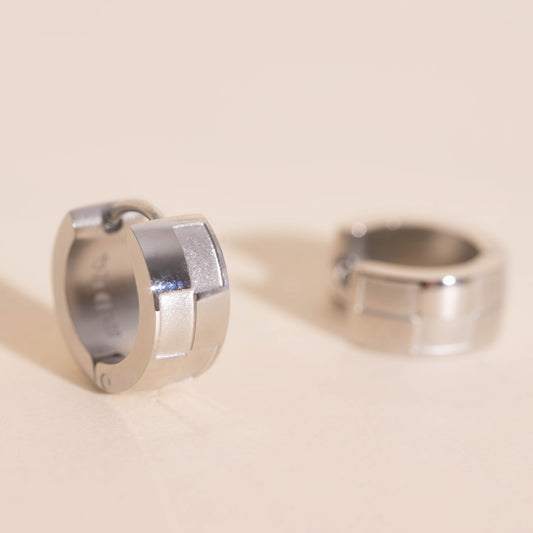 Naked Checkered Rounded Super Chunky Huggie Hoop Earrings