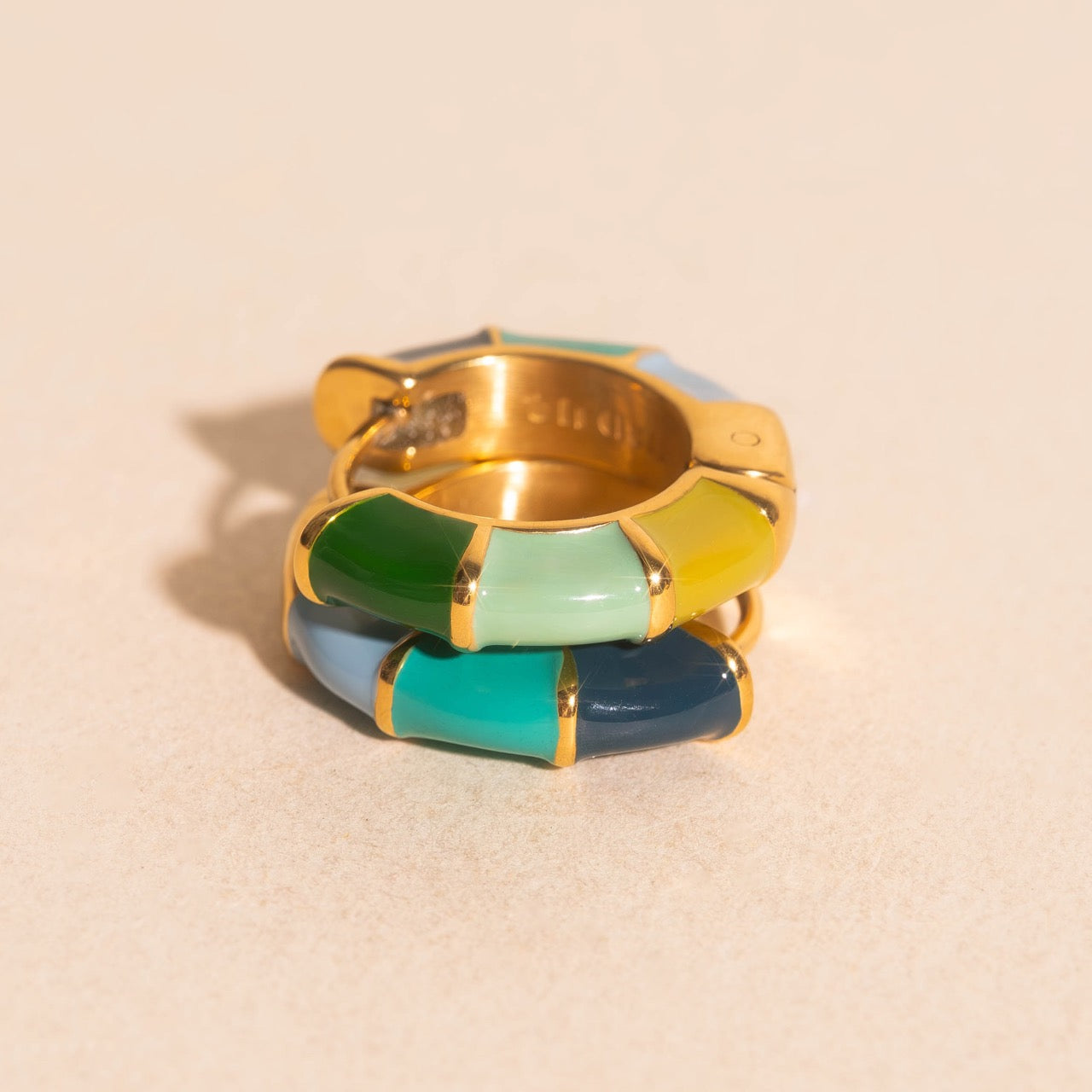 Color Block Chunky Rounded Huggie Hoop Earrings