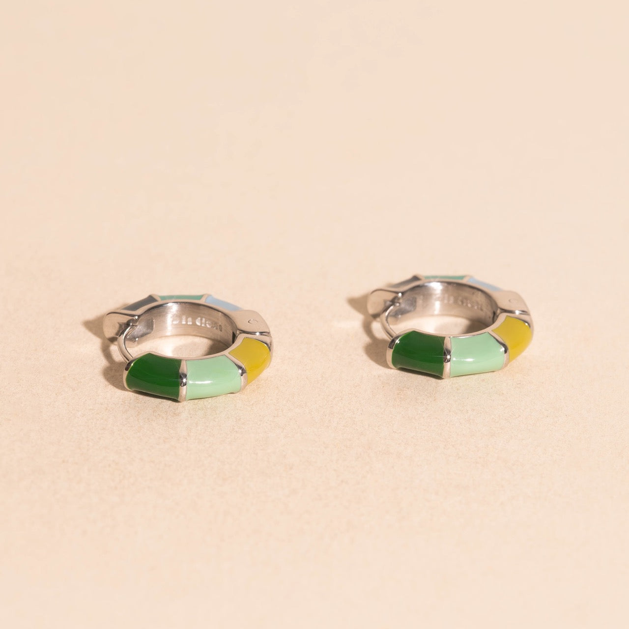 Color Block Chunky Rounded Huggie Hoop Earrings
