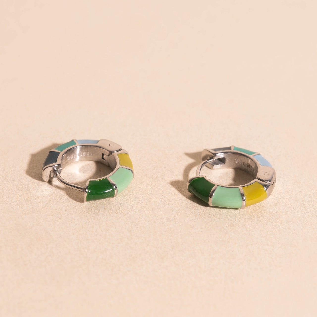 Color Block Chunky Rounded Huggie Hoop Earrings