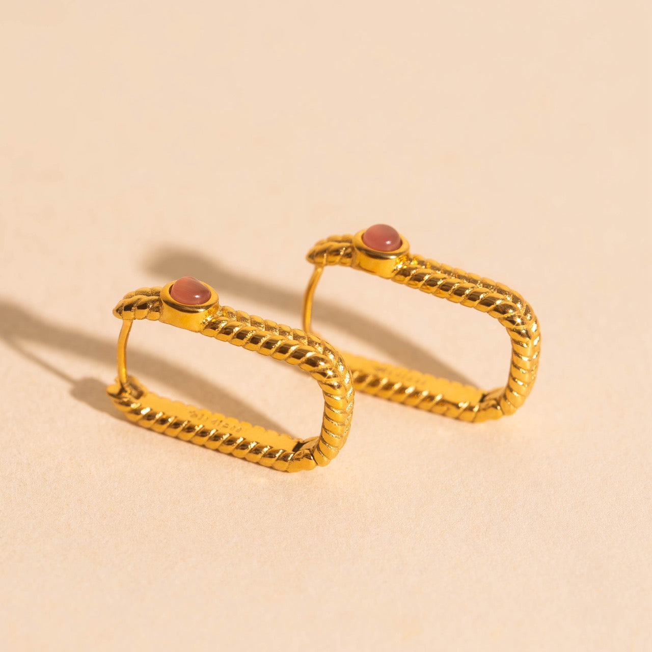 Rope Rectangle Huggie Hoop Earrings