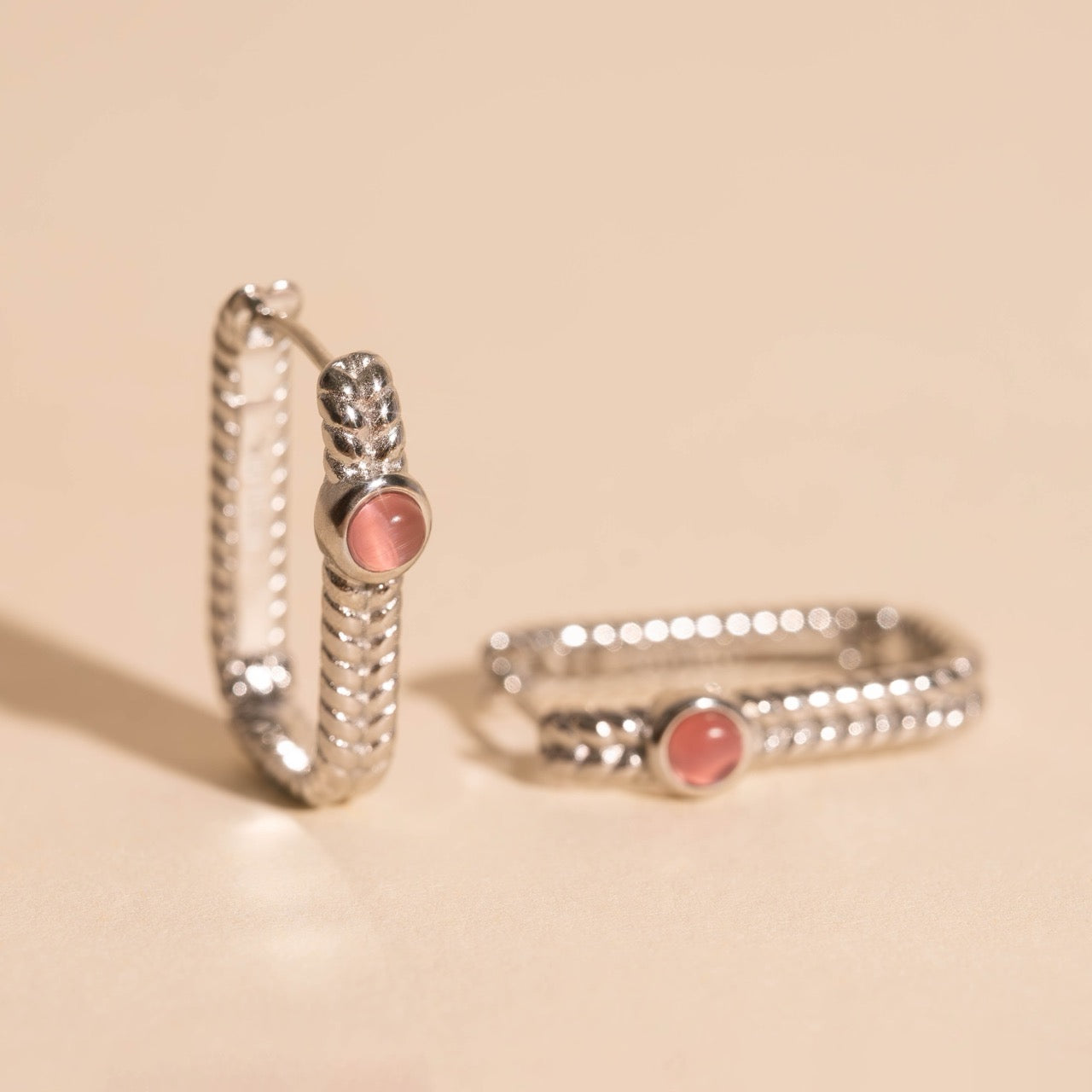 Rope Rectangle Huggie Hoop Earrings
