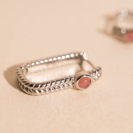 Rope Rectangle Huggie Hoop Earrings