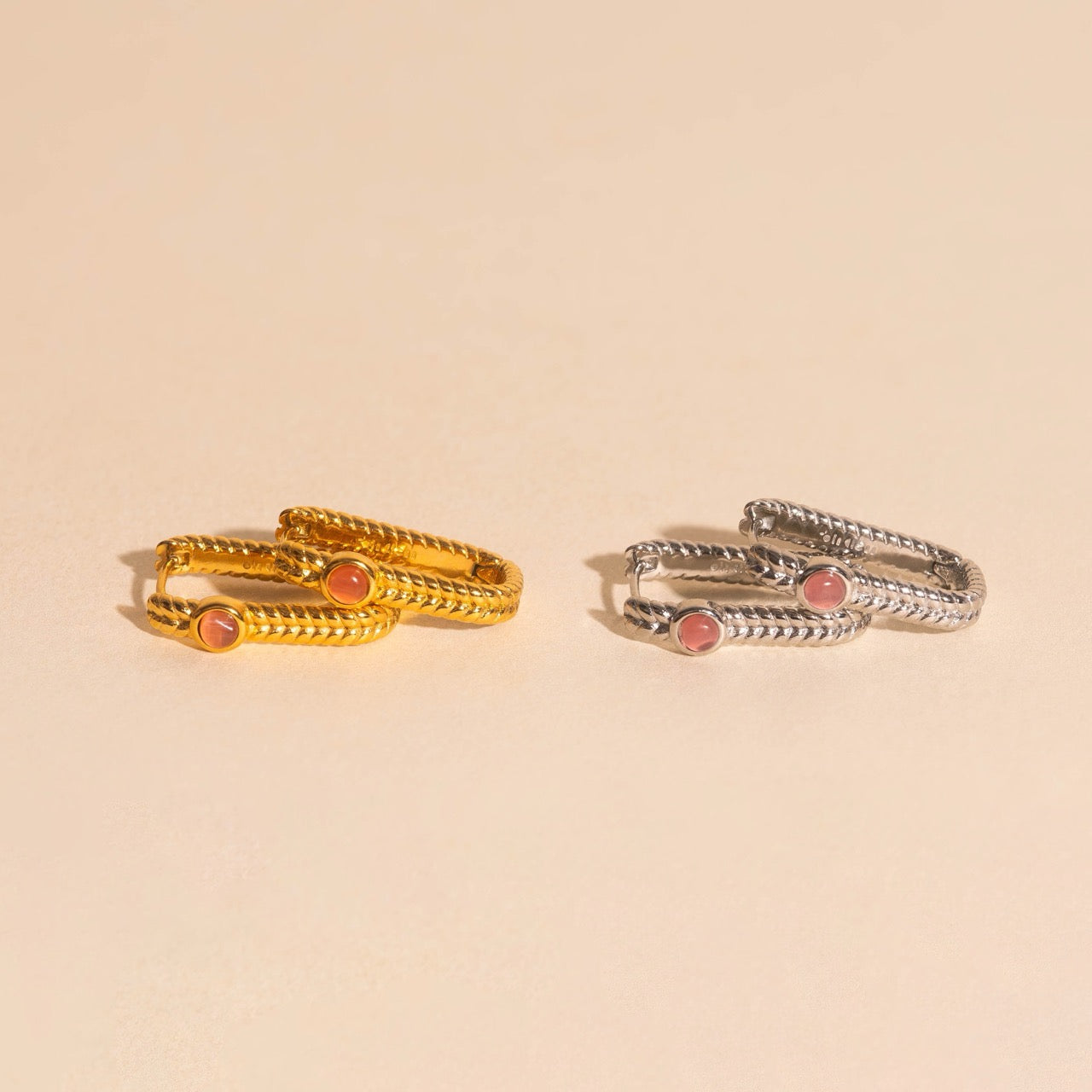 Rope Rectangle Huggie Hoop Earrings