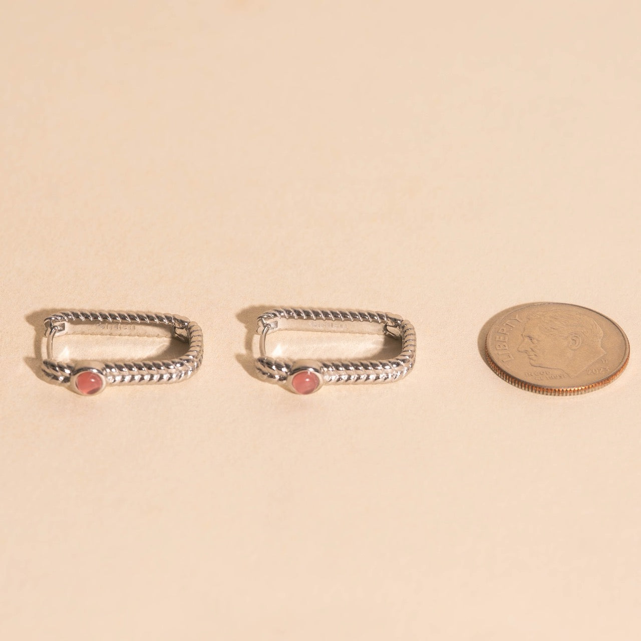 Rope Rectangle Huggie Hoop Earrings