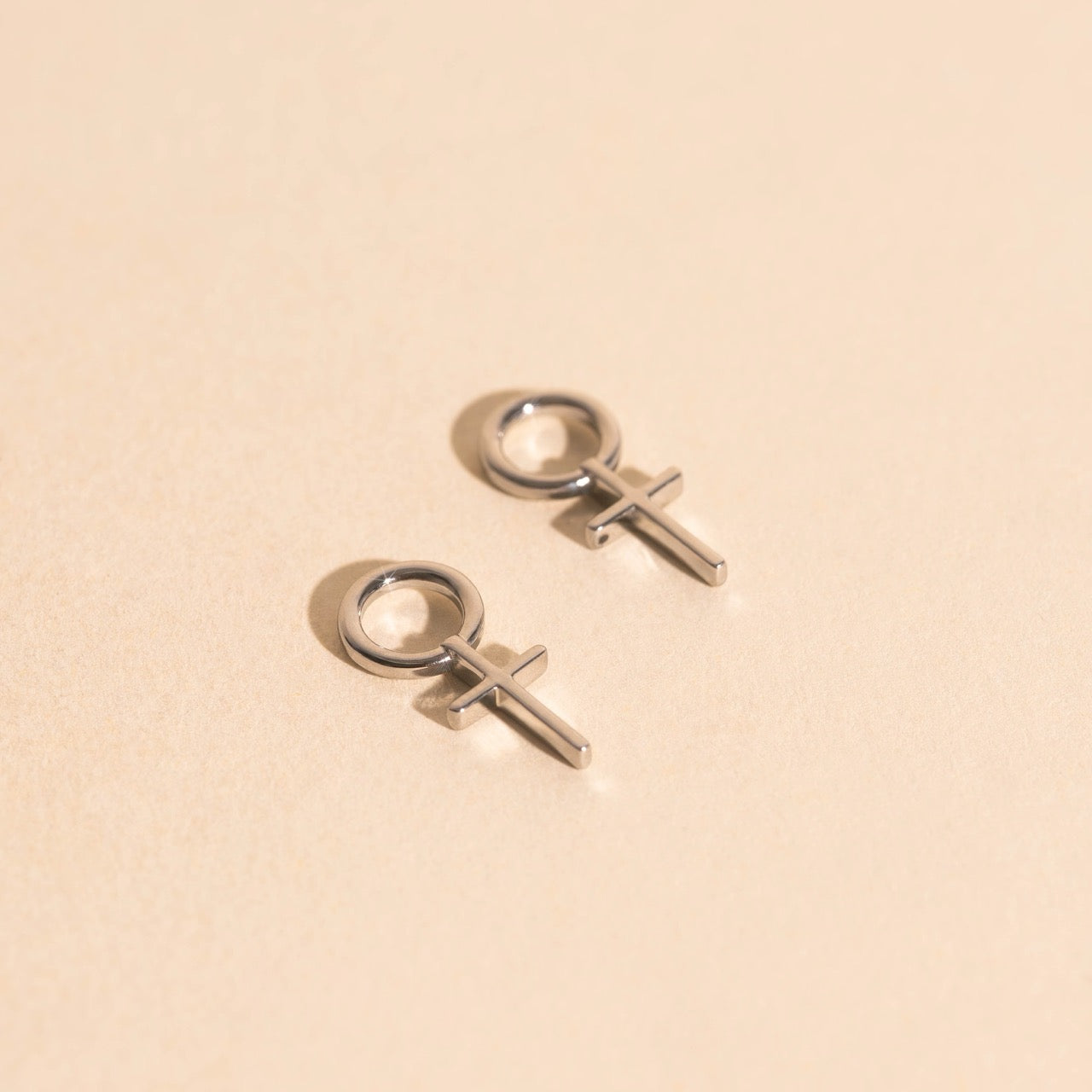 Cross Chunky Huggie Hoop Charms