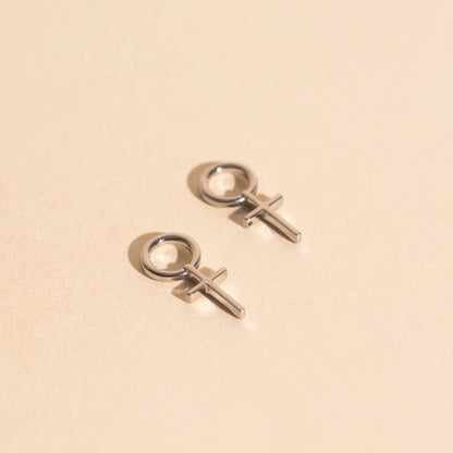 Cross Chunky Huggie Hoop Charms