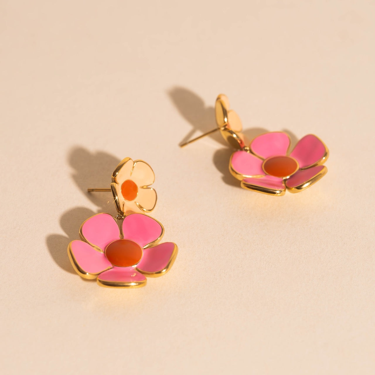 Retro Flower Drop Stud Earrings