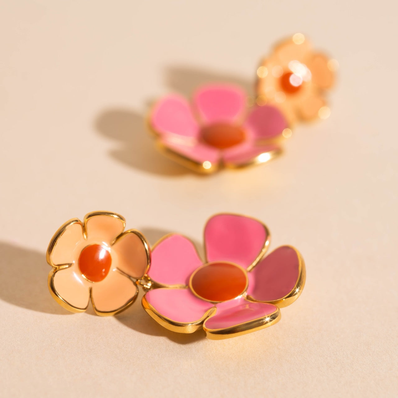 Retro Flower Drop Stud Earrings