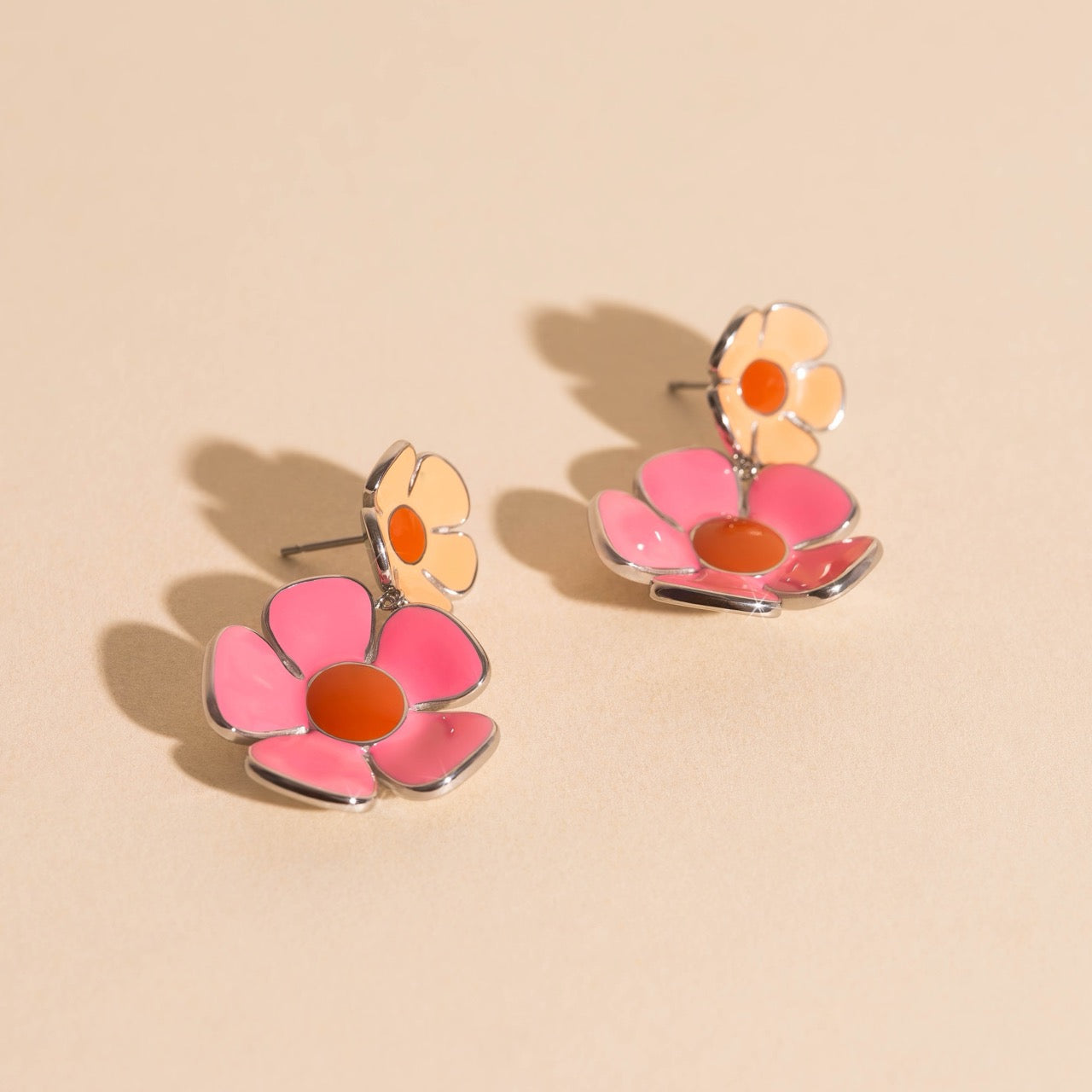 Retro Flower Drop Stud Earrings