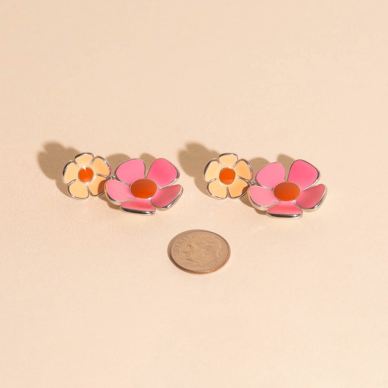 Retro Flower Drop Stud Earrings