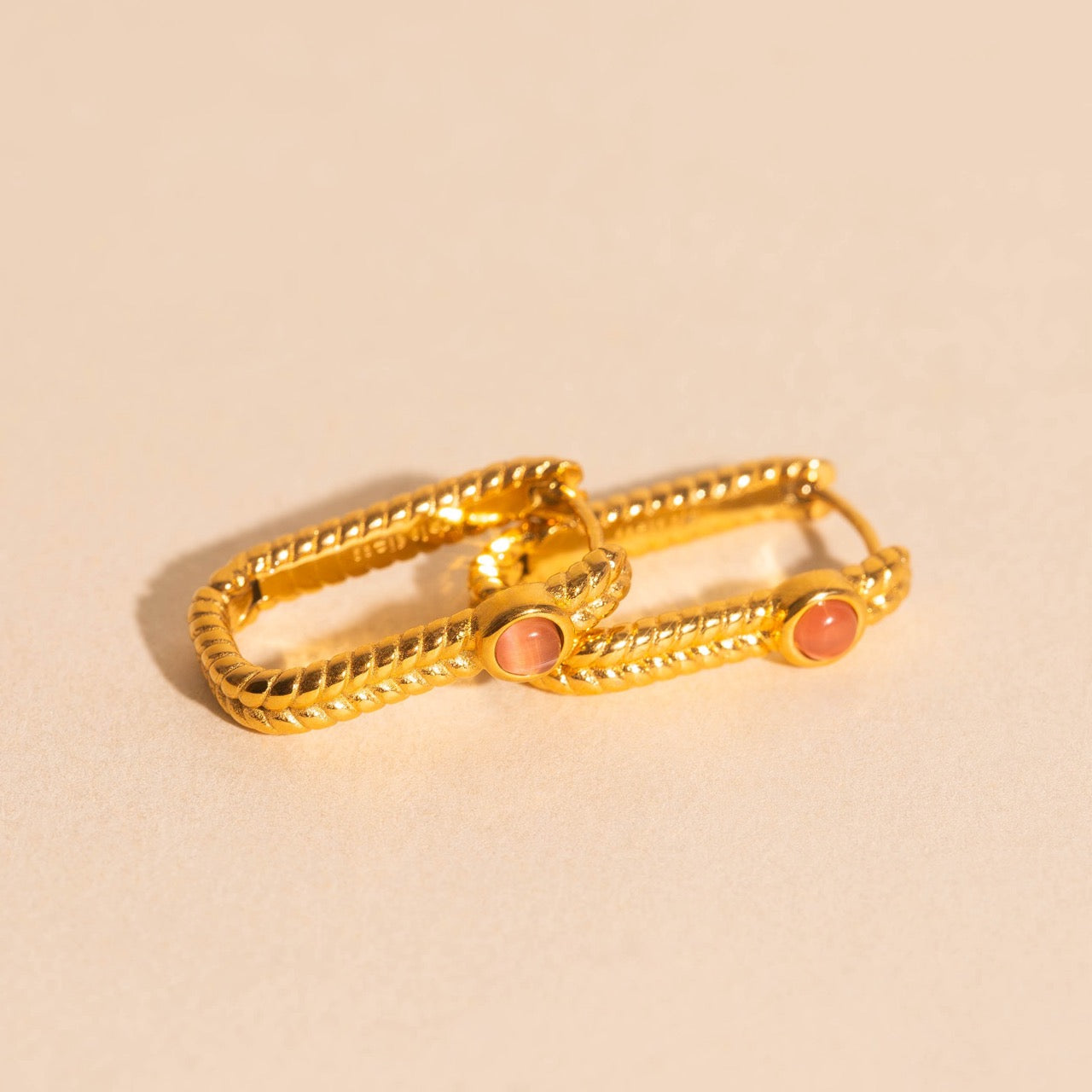 Rope Rectangle Huggie Hoop Earrings