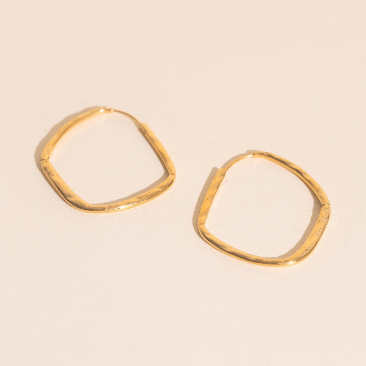 Titanium Hammered Oblong Huggie Hoop Earrings