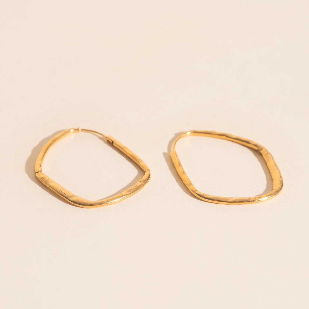 Titanium Hammered Oblong Huggie Hoop Earrings