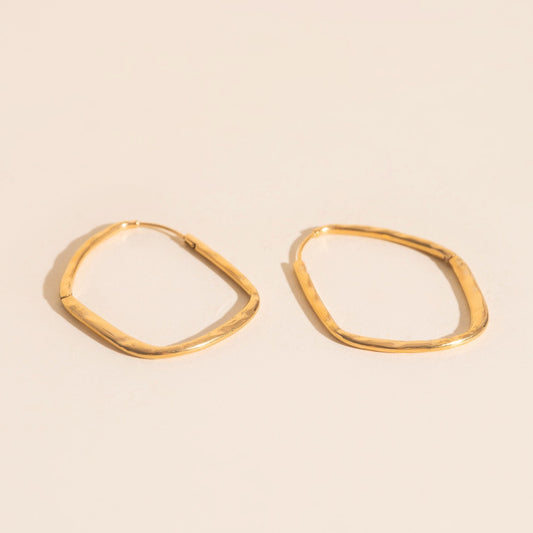 Titanium Hammered Oblong Huggie Hoop Earrings - FeatherTUFF™