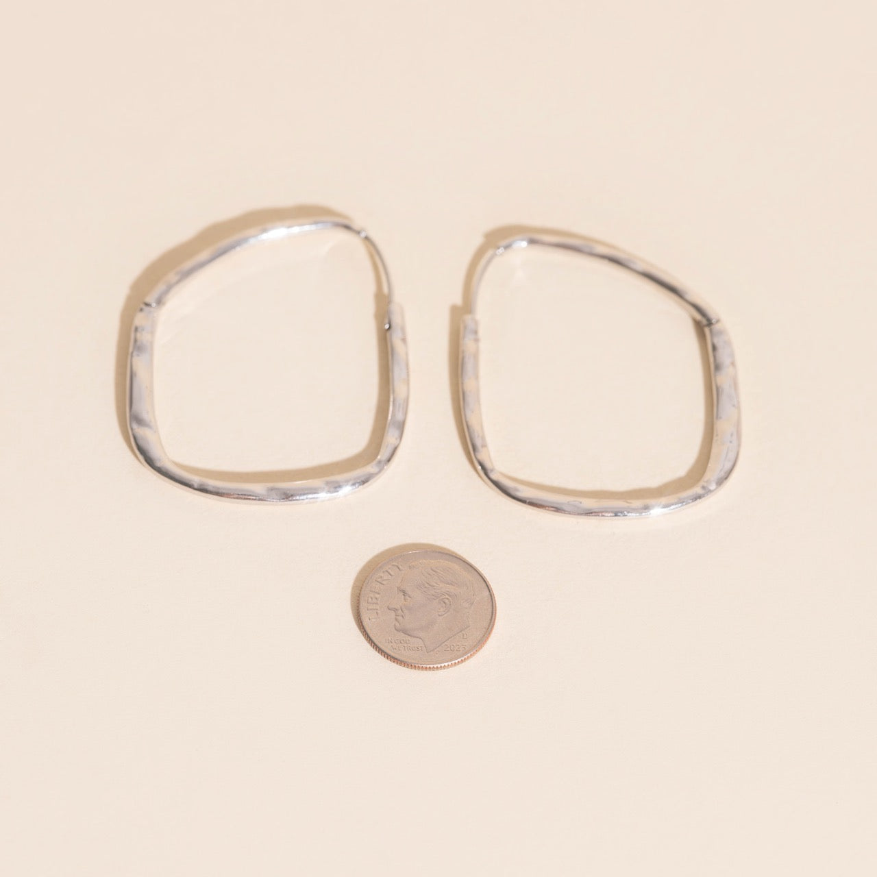 Titanium Hammered Oblong Huggie Hoop Earrings