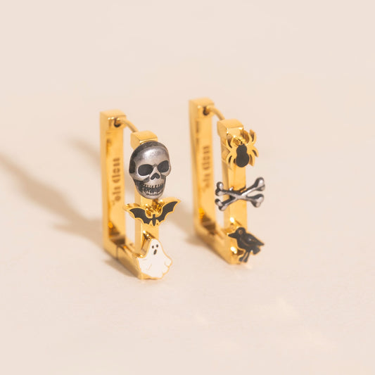Halloween Rectangle 3D Huggie Hoop Earrings