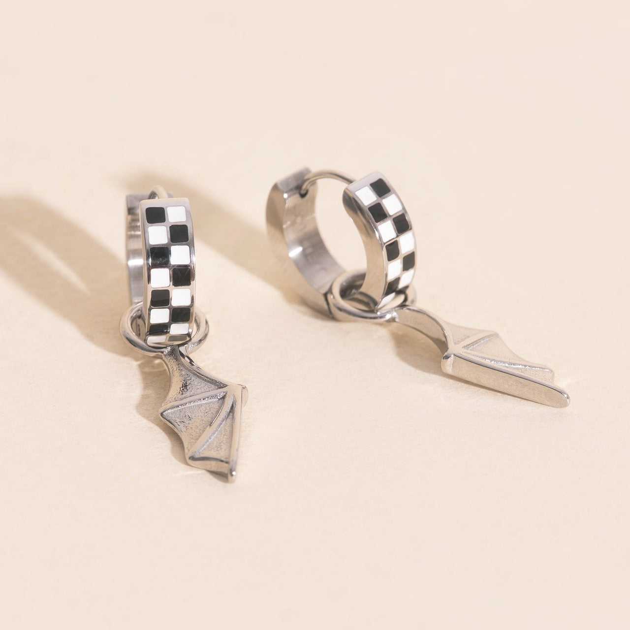 Bat Wing Chunky Huggie Hoop Charms