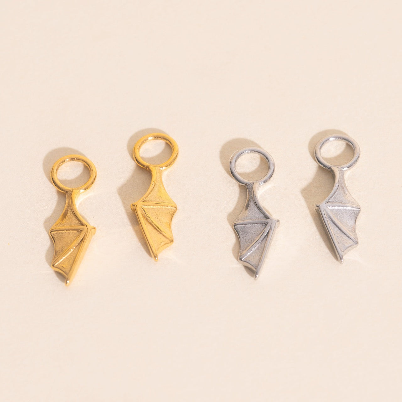 Bat Wing Chunky Huggie Hoop Charms