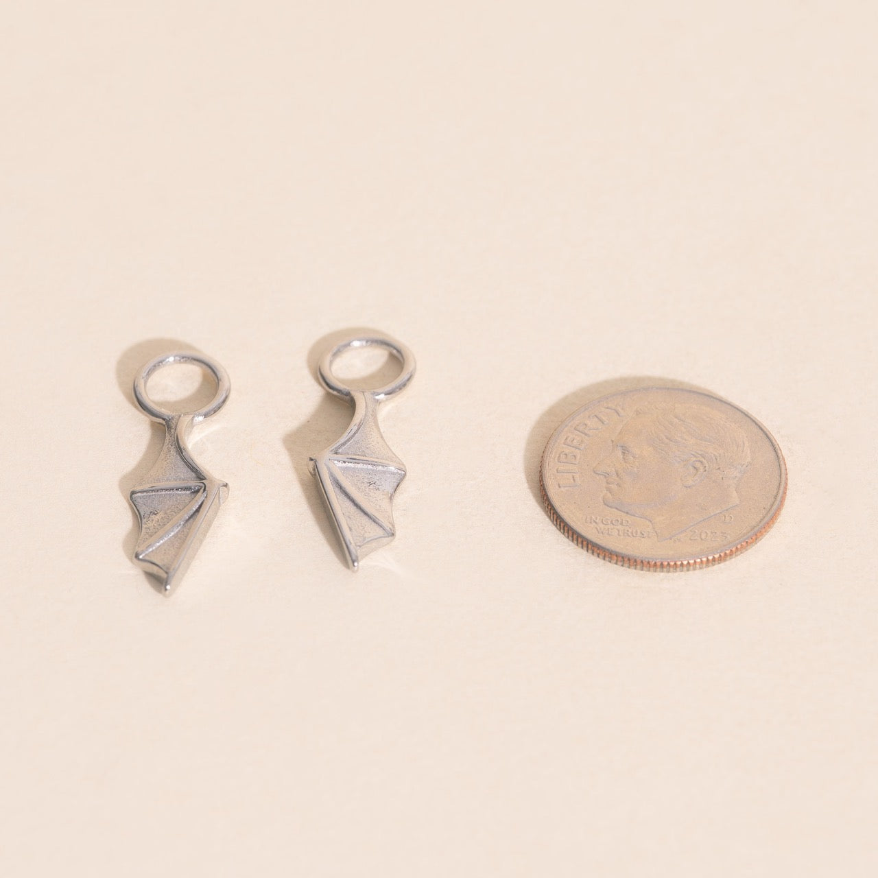 Bat Wing Chunky Huggie Hoop Charms