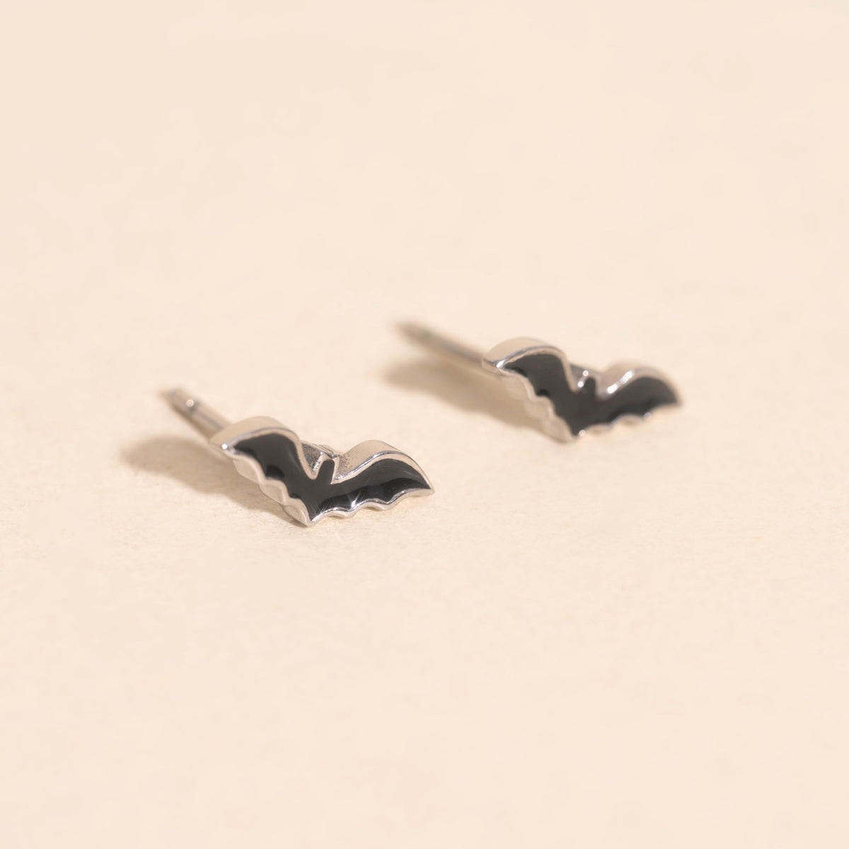 Black Bat Stud Earrings