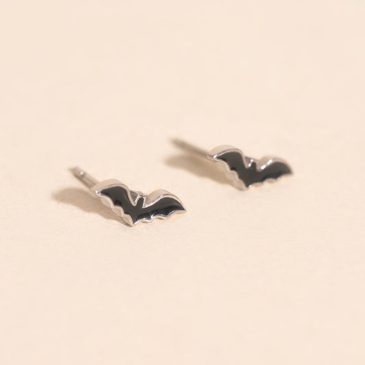 Black Bat Stud Earrings