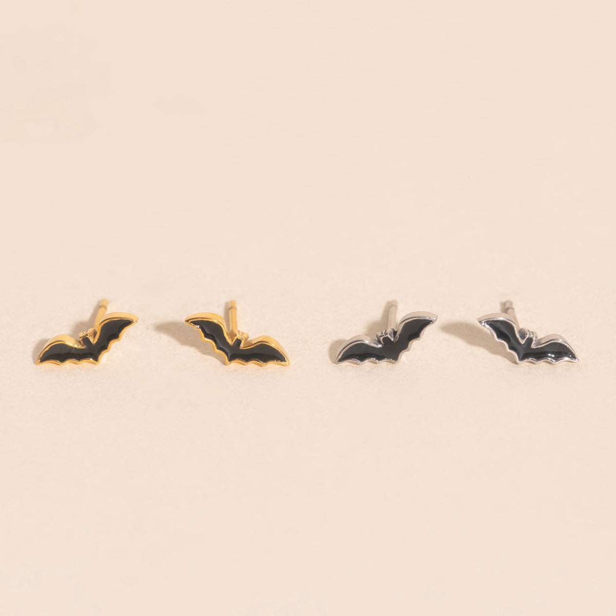 Black Bat Stud Earrings
