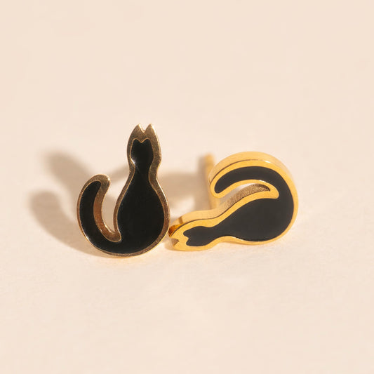 Black Cat Stud Earrings