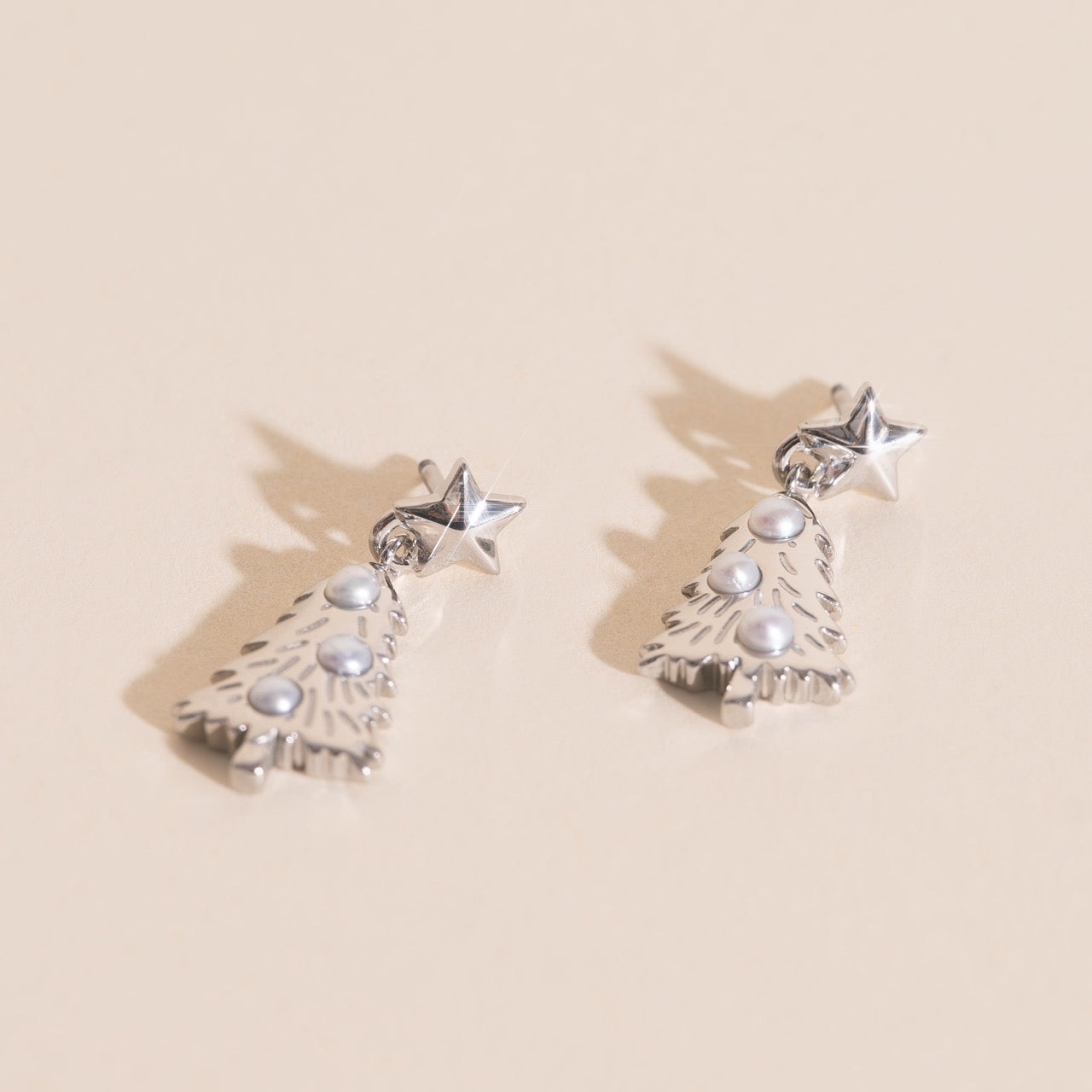 Pearl Christmas Tree Stud Earrings
