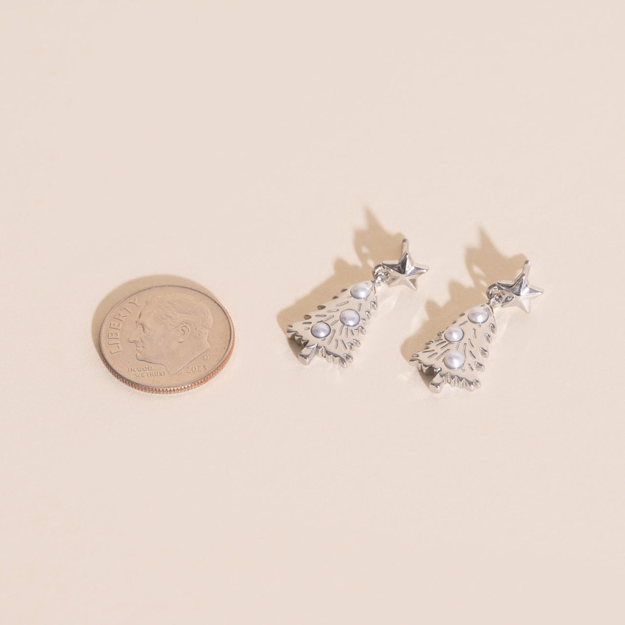 Pearl Christmas Tree Stud Earrings