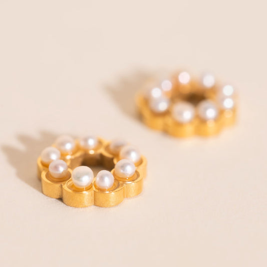 Pearl Wreath Huggie Hoop Charms